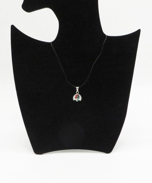 Coca Leaf Kintu Pendant 950 Silver and Inlay Sacred Valley Peru PH9 - Shaman Things