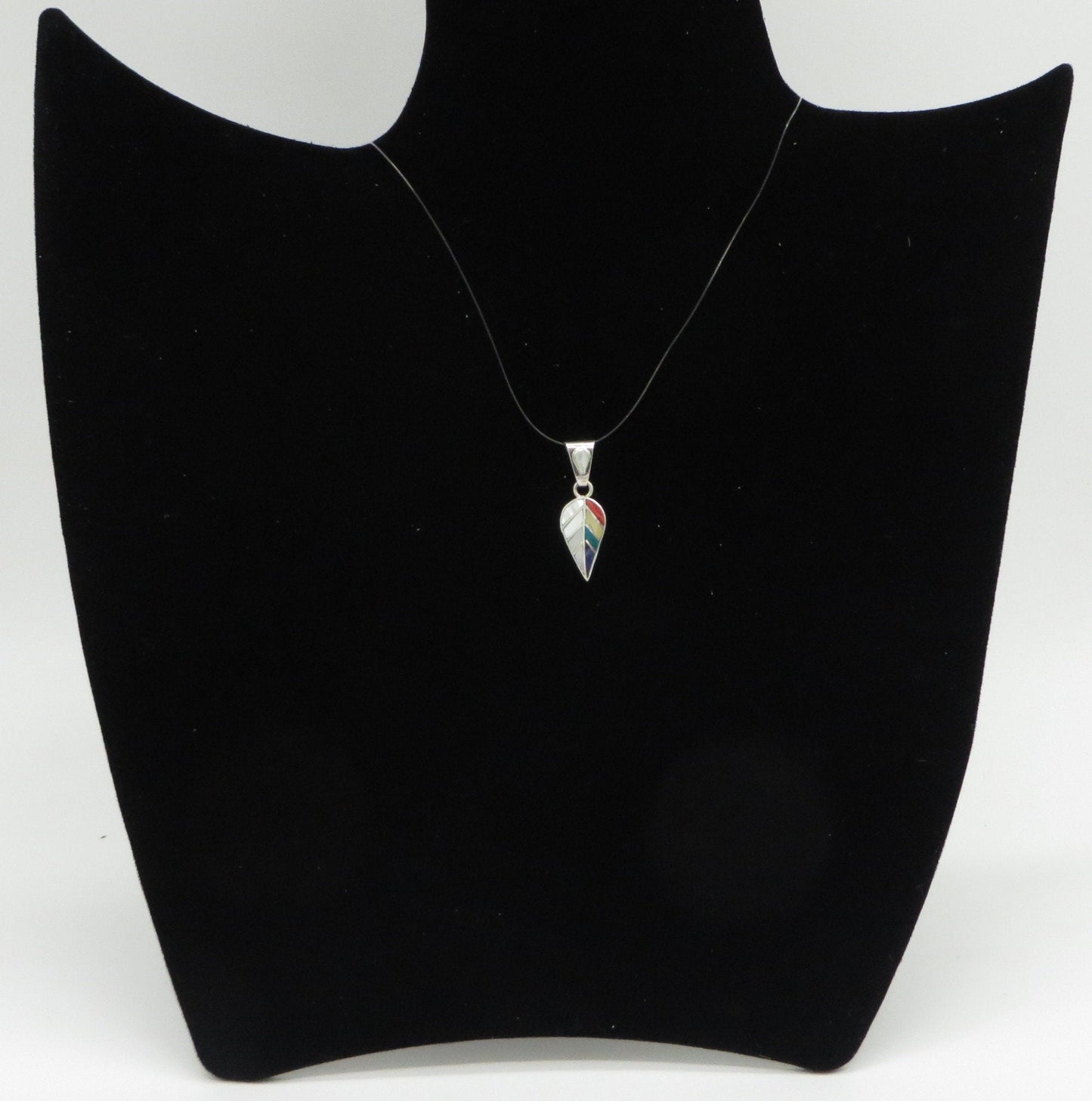 Coca Leaf Pendant with Stone and Abalone Inlay Peru 950 Silver Sacred Valley PH28 - Shaman Things