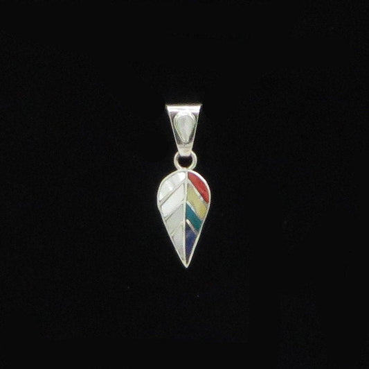 Coca Leaf Pendant with Stone and Abalone Inlay Peru 950 Silver Sacred Valley PH28 - Shaman Things