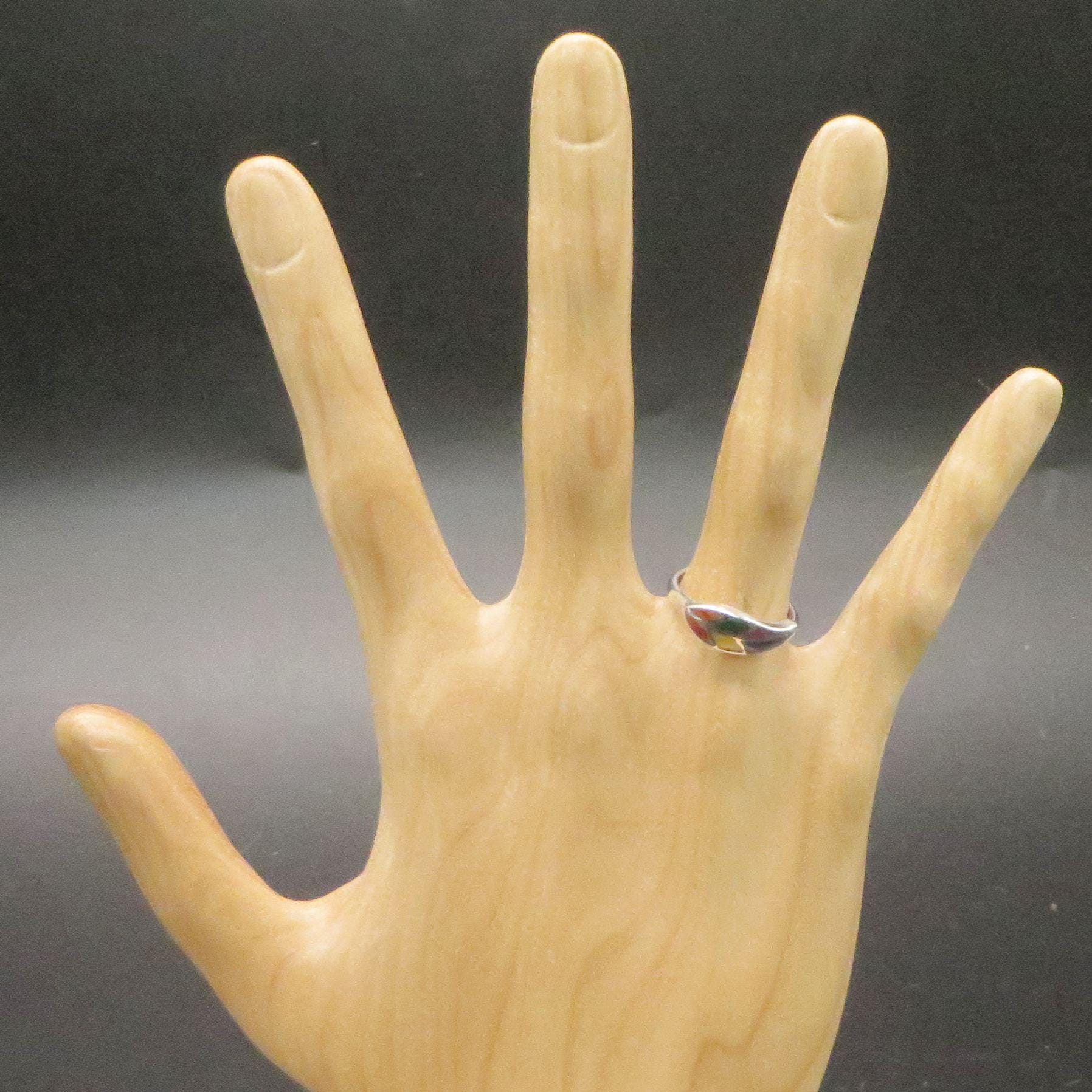 Coca Leaf Ring Size 6 1/2 Peru 950 Silver with Stone Inlay Sacred Valley RJVB29 - Shaman Things