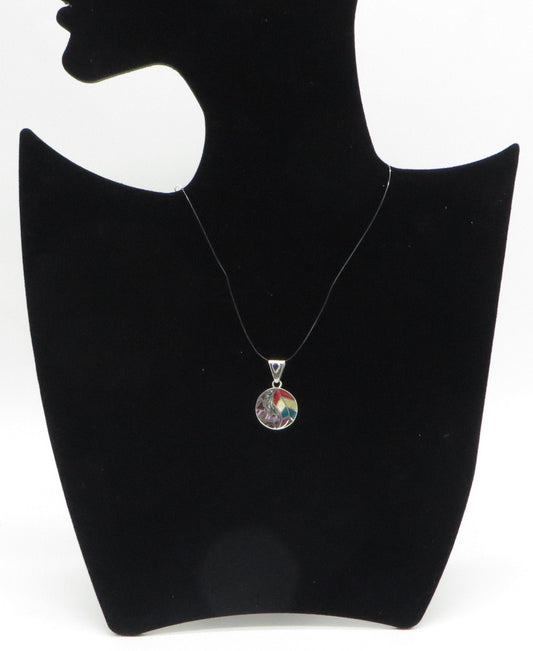 Coca Leaf TaiJi Yin Yang Pendant with Stone and Abalone Inlay Peru 950 Silver Sacred Valley PH13 - Shaman Things