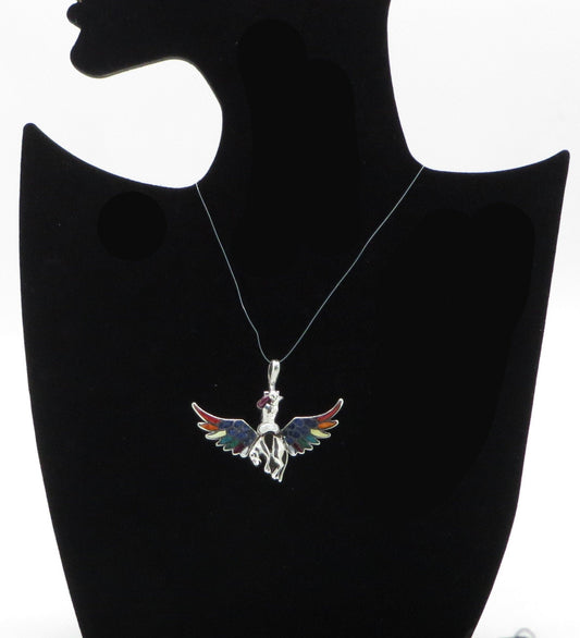 Condor Jaguar Pendant Seven Chakras Silver and Stone Inlay Peru 950 Silver Sacred Valley PJV19 - Shaman Things