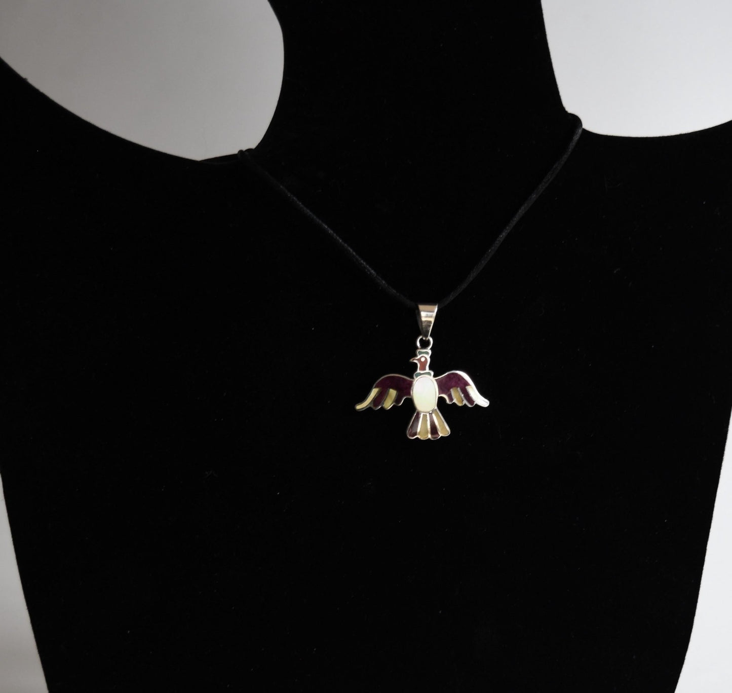 Condor Pendant Peru 950 Silver with Stone and Abalone Inlay Sacred Valley PJVB22 - Shaman Things