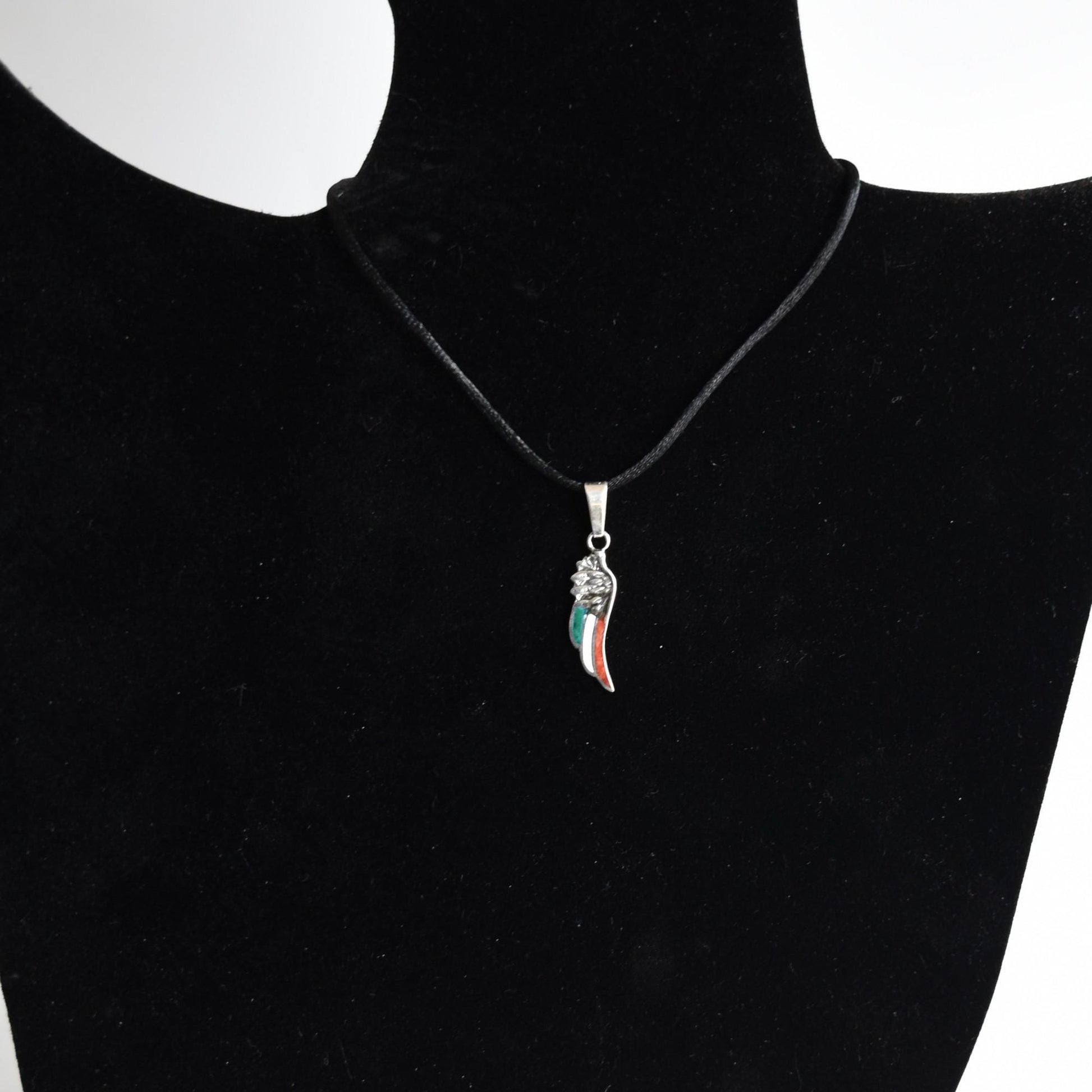 Condor Wing Pendant Peru 950 Silver with Stone Inlay Sacred Valley PJVB38 - Shaman Things