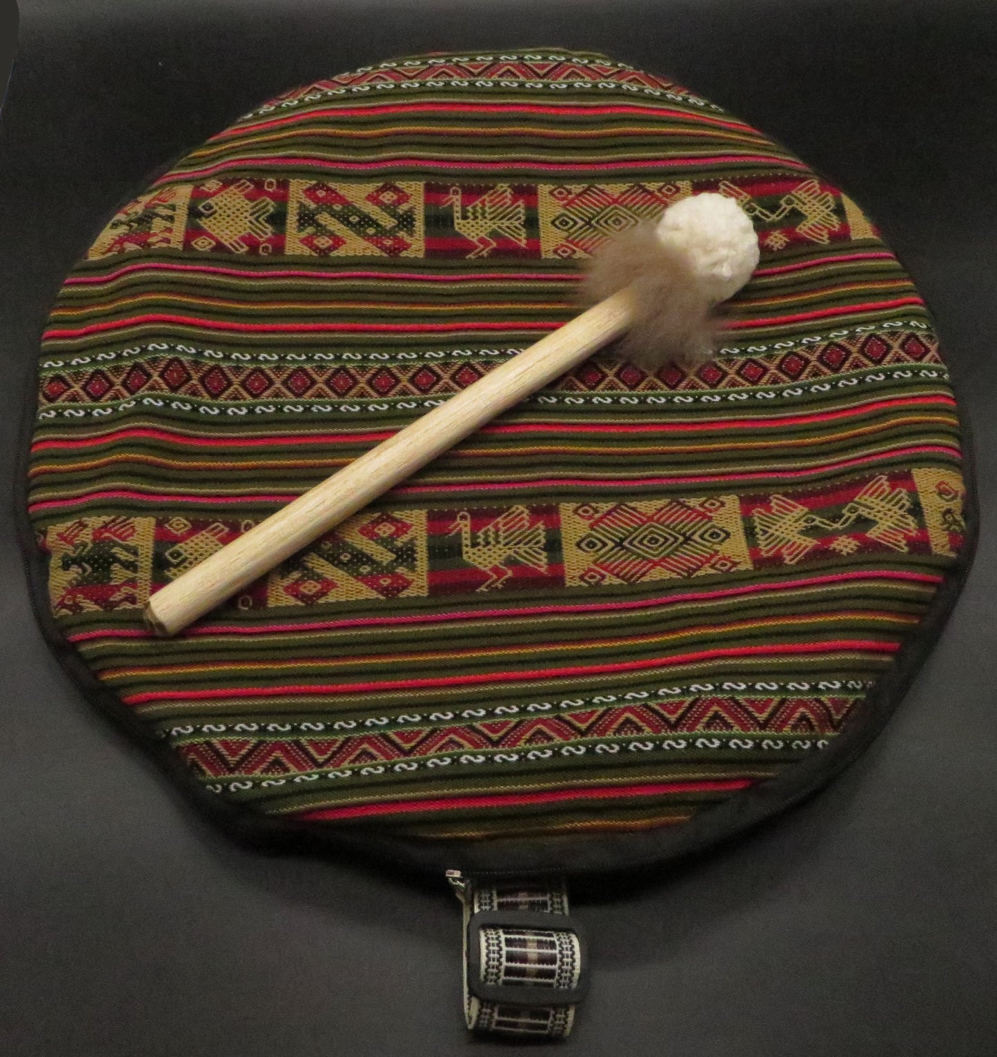 Shaman Drum Hand Made and Hand Painted Jaguar Made in Sacred Valley Peru