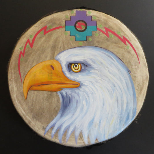Shaman Drum Hand Made and Hand Painted Eagle Made in Sacred Valley Peru