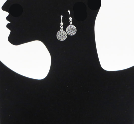 Flower of Life Geometric Earrings 950 Silver Peru Sacred Valley EJV4