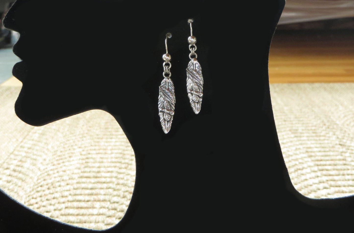 Feather with Coca Leaf and Condor Earrings 950 Silver Peru Sacred Valley EJBV3 - Shaman Things