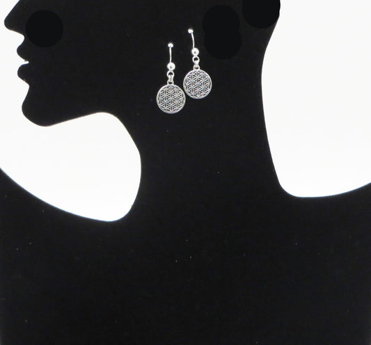 Flower of Life Geometric Earrings 950 Silver Peru Sacred Valley EJV4 - Shaman Things