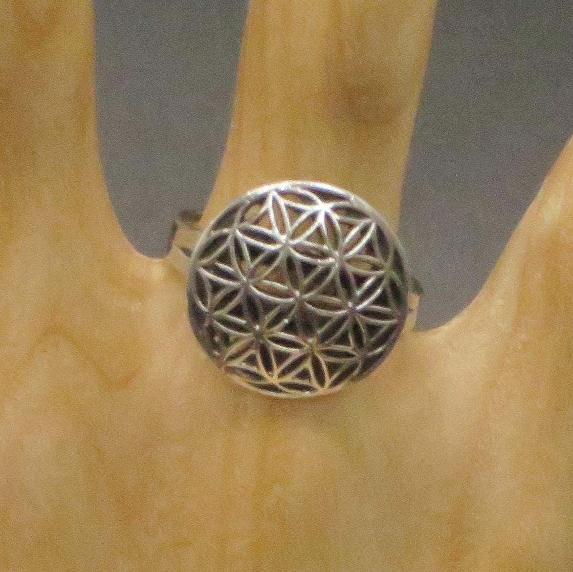 Flower of Life Ring Size 7 Peru 950 Silver Sacred Valley RJVB27 - Shaman Things