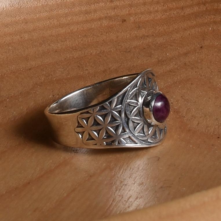 Flower of Life Ring Size 8.5 Peru 950 Silver Sacred Valley R52503 - Shaman Things