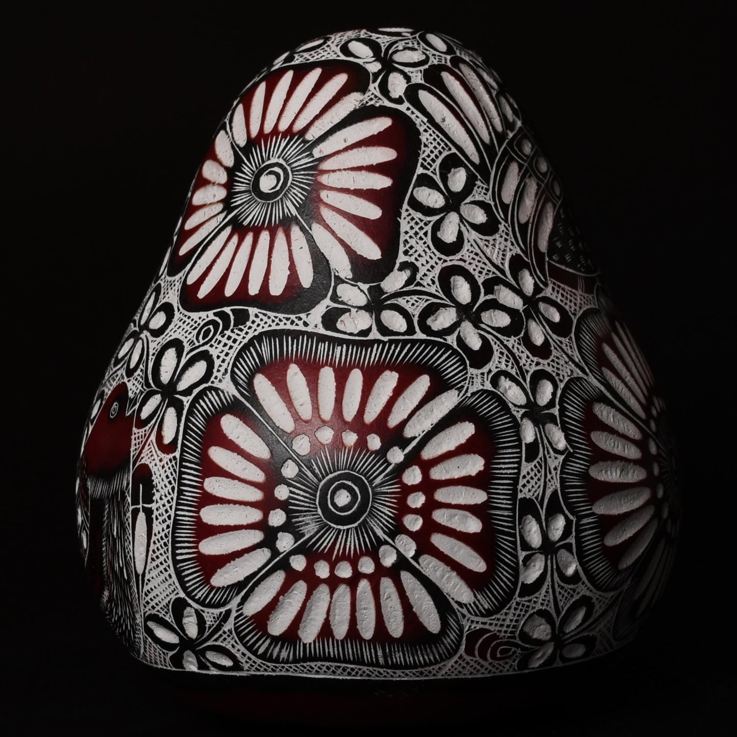 Folk Art Carved Gourd Birds Flowers hand carved Sacred Valley Peru G52505 - Shaman Things