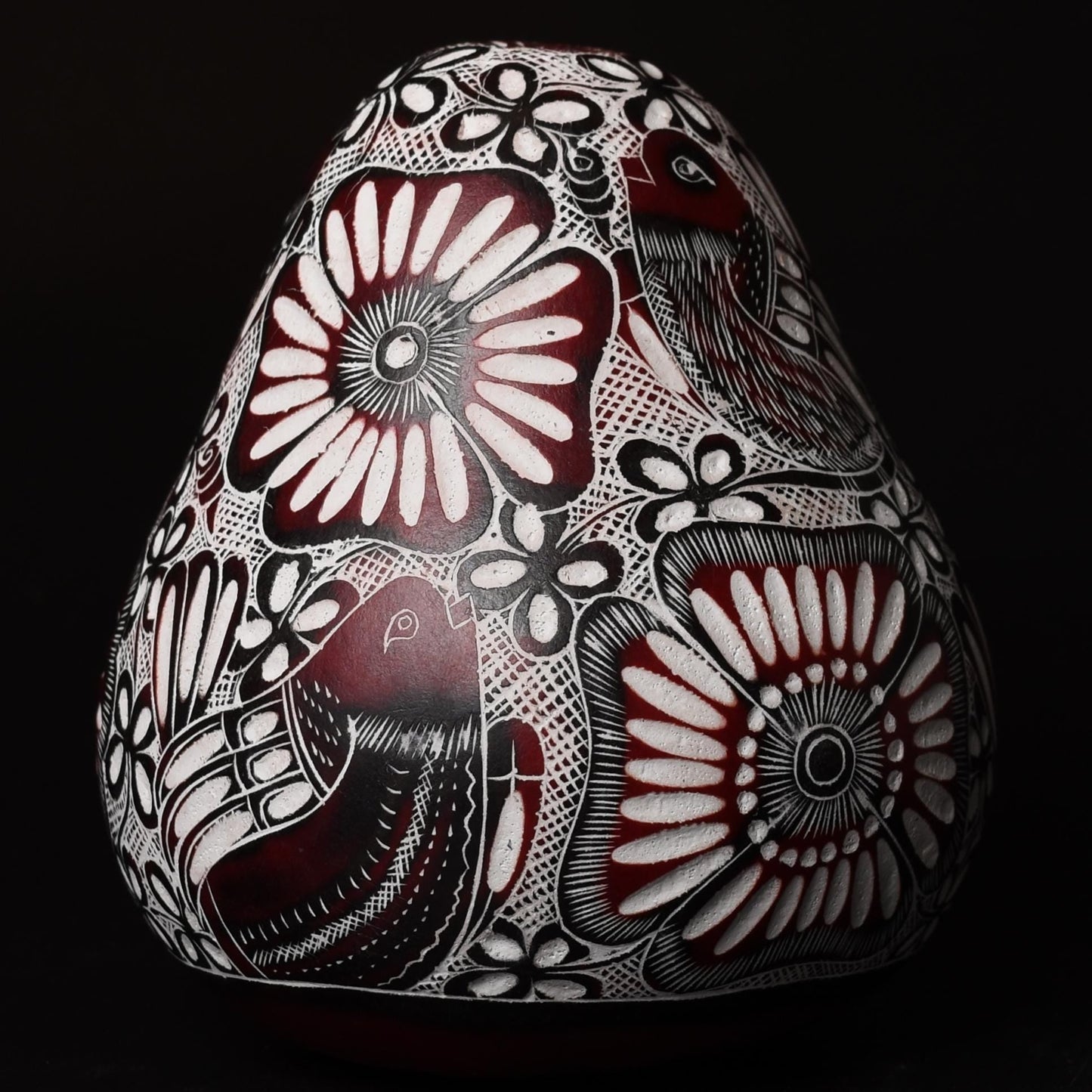 Folk Art Carved Gourd Birds Flowers hand carved Sacred Valley Peru G52505 - Shaman Things