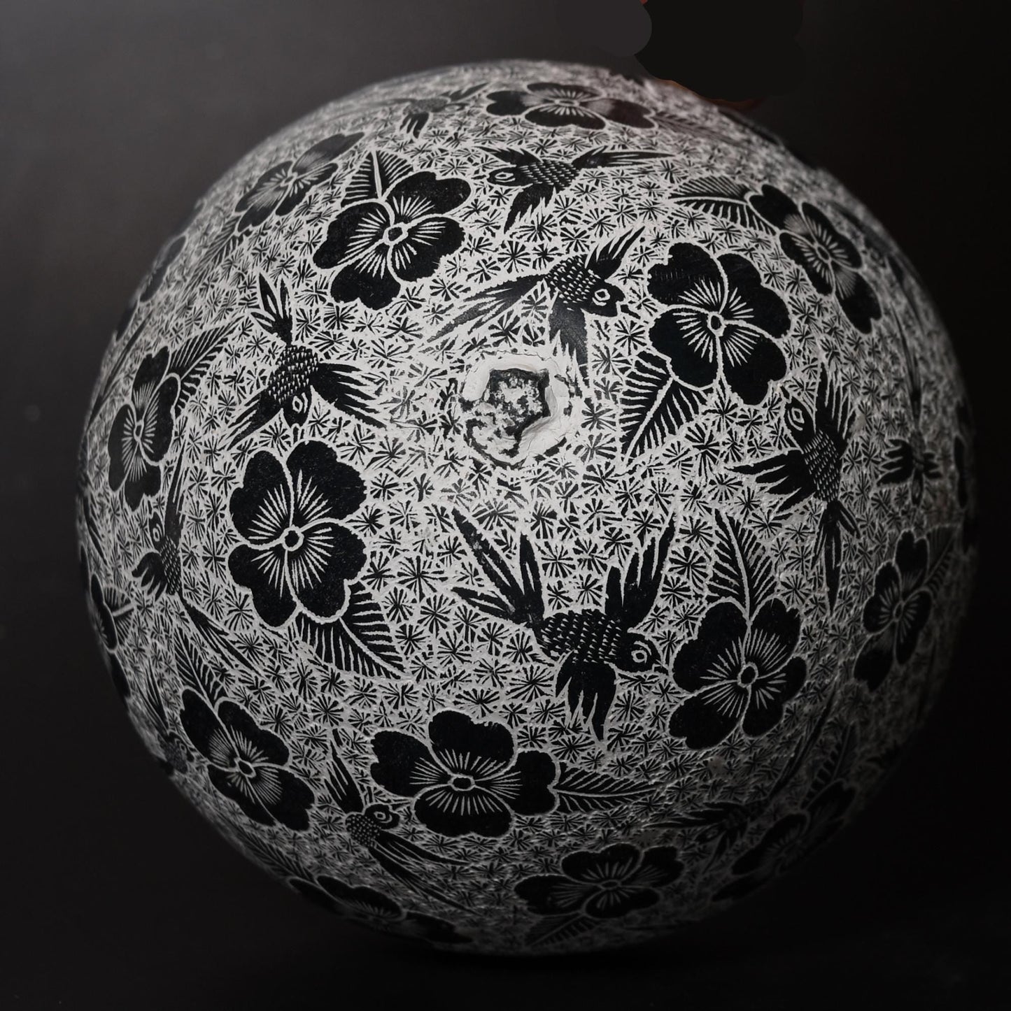 Folk Art Carved Gourd Birds Flowers hand carved Sacred Valley Peru G52507 - Shaman Things