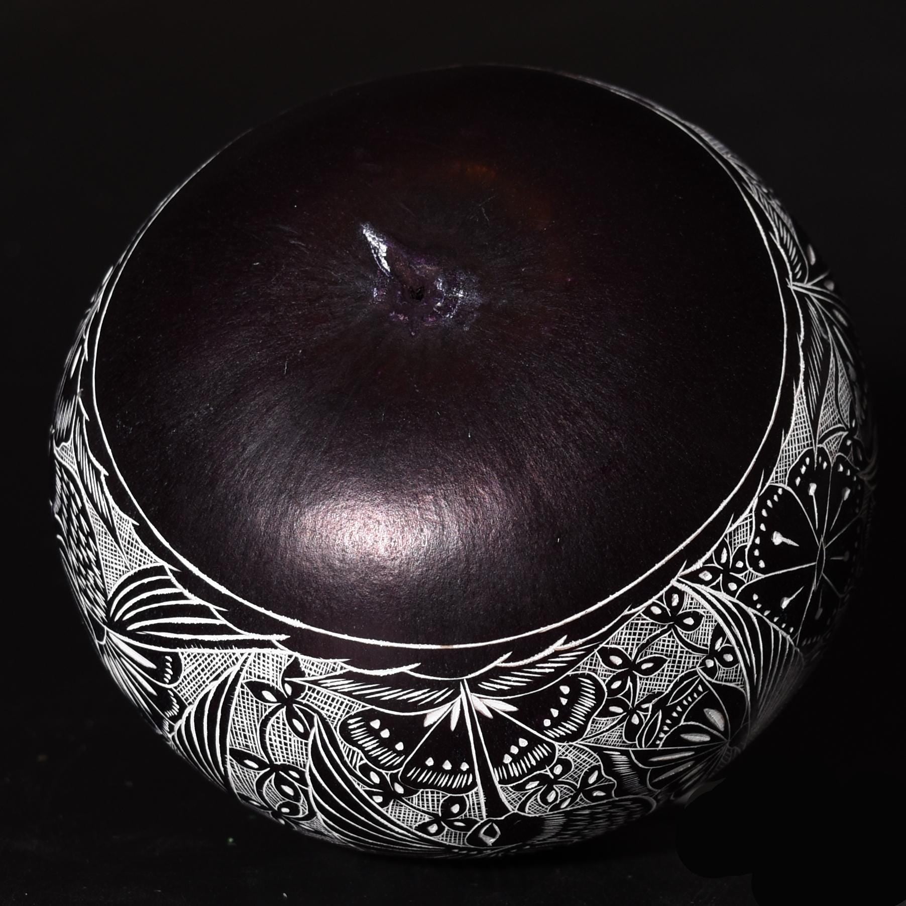 Folk Art Carved Gourd Hummingbirds Flowers hand carved Sacred Valley Peru G52514 - Shaman Things