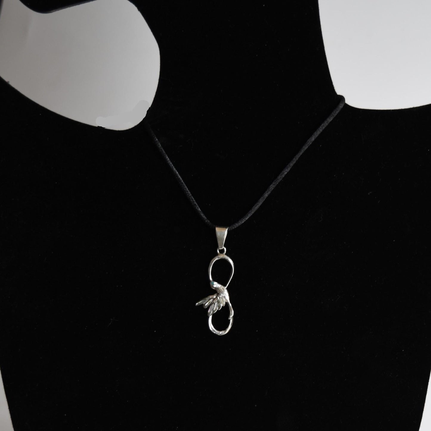 Hummingbird and Infinity Symbol Pendant Peru 950 Silver with Abalone Inlay Sacred Valley PJVB19 - Shaman Things