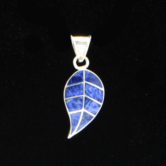 Coca Leaf Pendant with Stone Inlay Peru 950 Silver Sacred Valley PH12