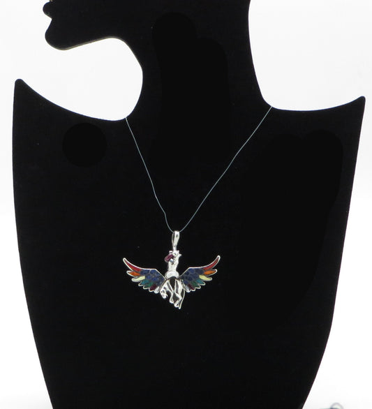 Condor Jaguar Pendant Seven Chakras Silver and Stone Inlay Peru 950 Silver Sacred Valley PJV19
