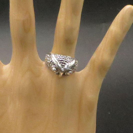 Owl Ring Size 6.5 Peru 950 Silver Sacred Valley RJVB30