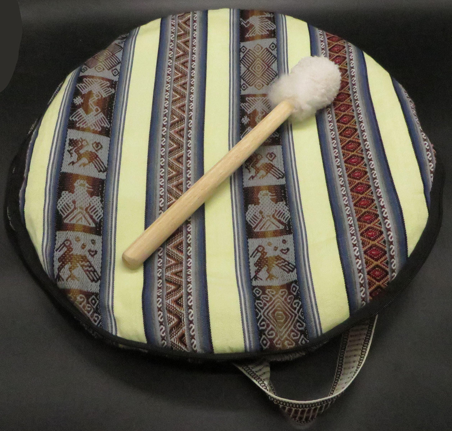 Shaman Drum Hand Made and Hand Painted Jaguar Shaman Hummingbird Made in Sacred Valley Peru