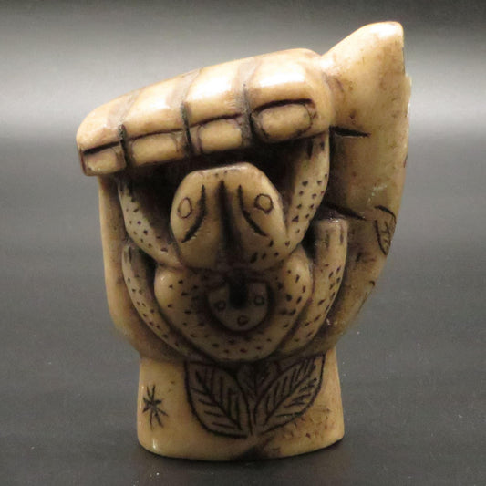 Large Alabaster Offering Hand Frog stone carving hand crafted Sacred Valley Peru