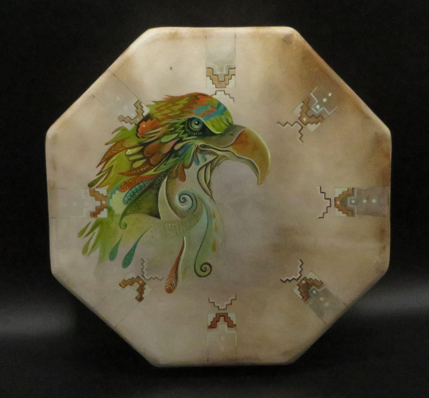 Shaman Drum Hand Made and Hand Painted Eagle Made in Sacred Valley Peru