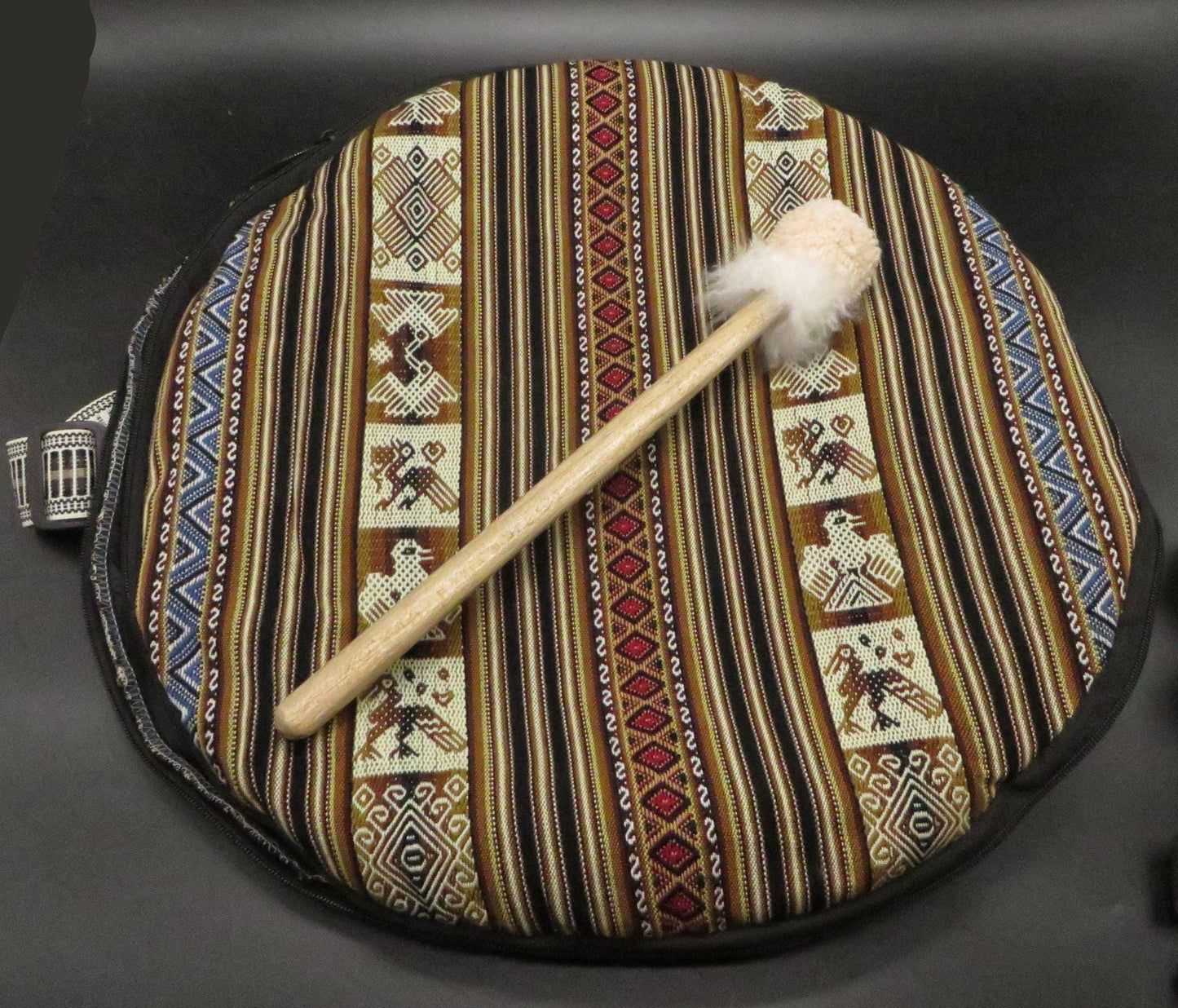 Shaman Drum Hand Made and Hand Painted Jaguar Made in Sacred Valley Peru