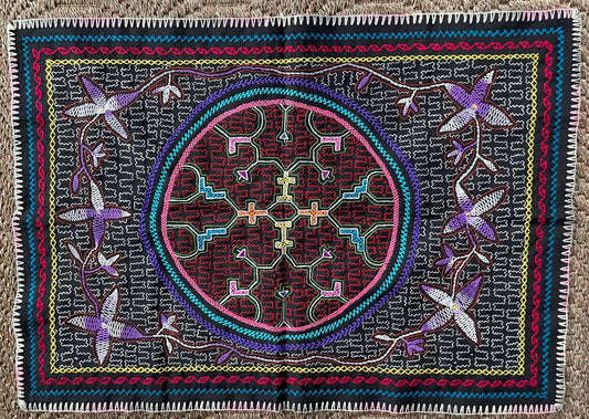 Shipibo Hand Embroidered Tapestry Altar Cloth Ayahuasca 21" x 29" PF2309