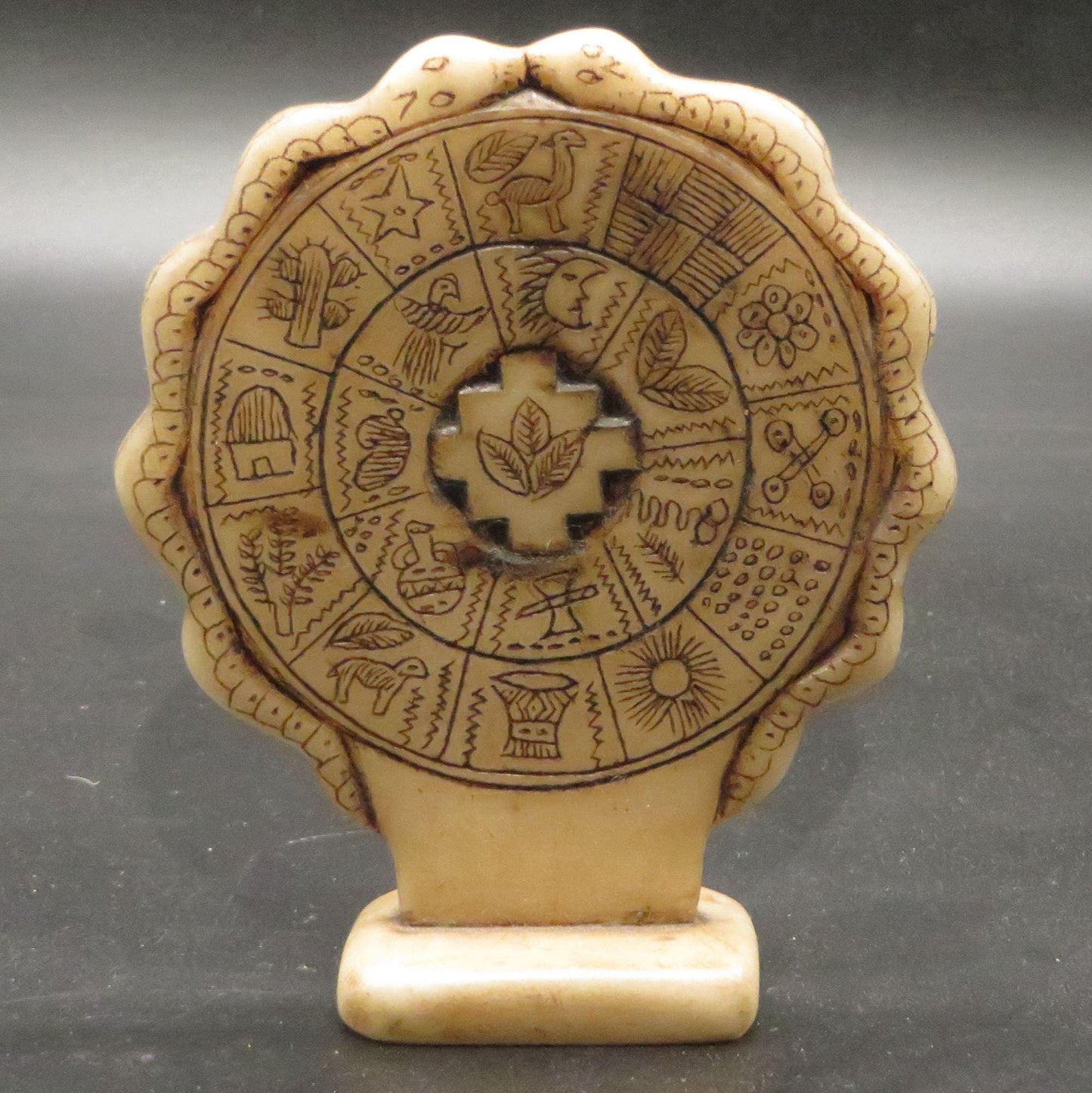 Alabaster Carving Inca Calendar hand carved Caliza stone Sacred Valley Peru