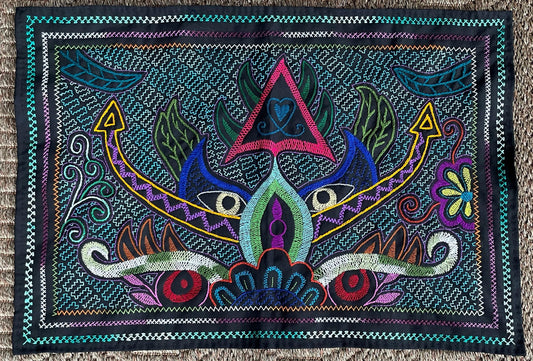 Shipibo Hand Embroidered Tapestry Altar Cloth Ayahuasca 19" x 27"  PF2301