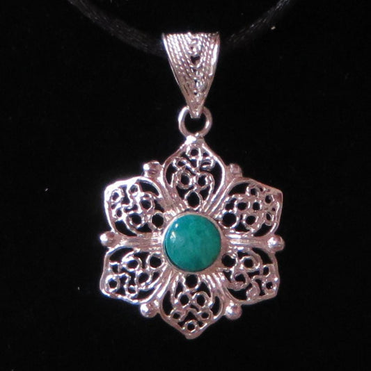 Flower of Life Open Work Pendant Peru 950 Silver Sacred Valley PJVB9