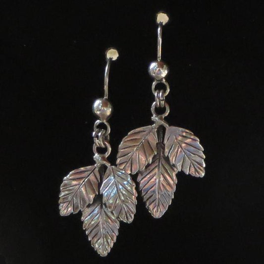 Coca Leaf Kintu Earrings 950 Silver Peru Sacred Valley EJBV2