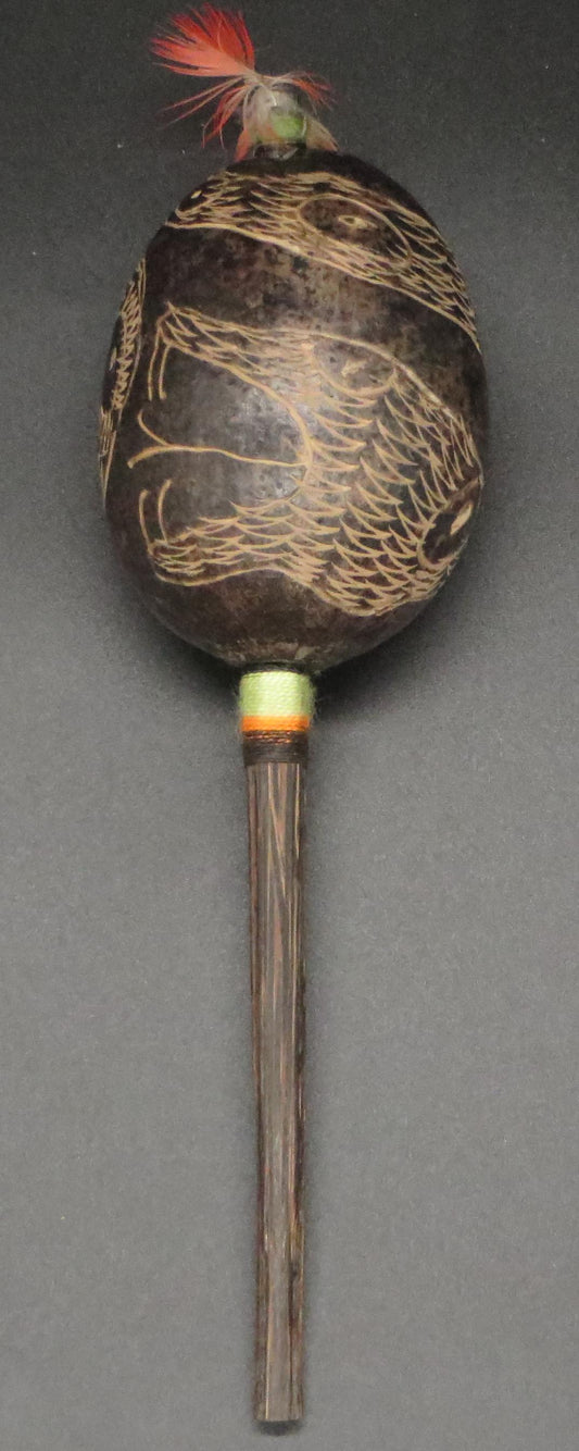Shipibo Ceremonial Rattle Snake Designs Handcrafted in Amazon Region Peru R2412