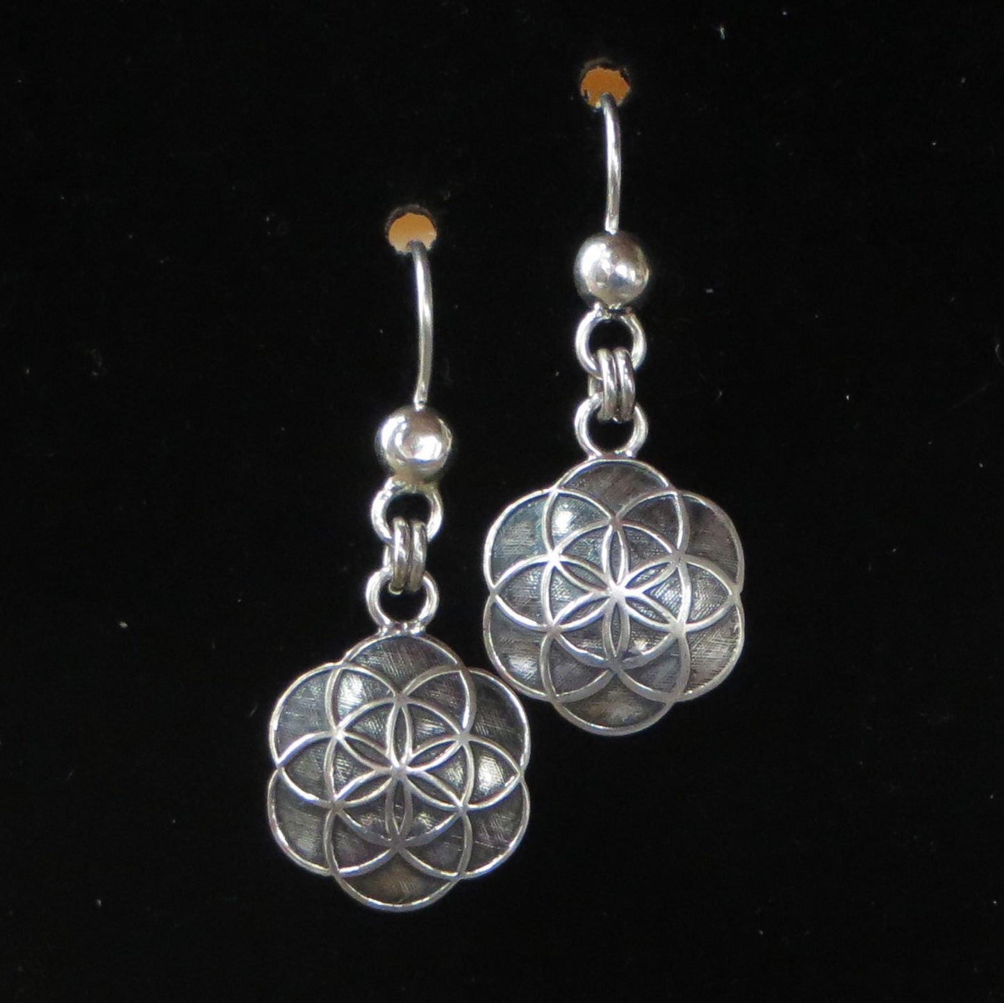 Flower of Life Geometric Earrings 950 Silver Peru Sacred Valley EJVB12