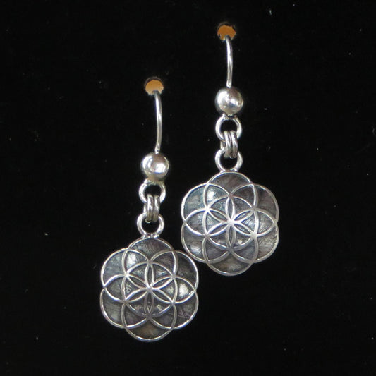 Flower of Life Geometric Earrings 950 Silver Peru Sacred Valley EJVB12