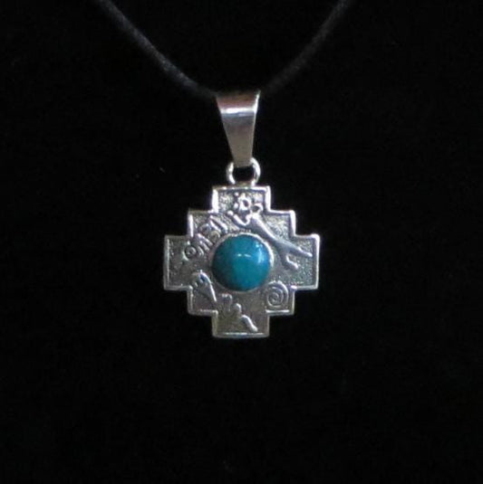 Chakana Pendant Condor Snake Jaguar Seven Chakras Peru 950 Silver and Stone Sacred Valley PJVB15