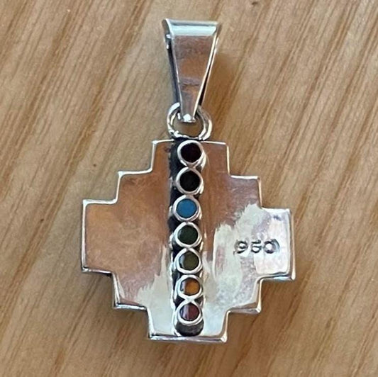 Chakana Pendant Condor Snake Jaguar Seven Chakras Peru 950 Silver and Stone Sacred Valley PJVB15