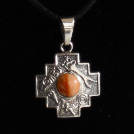 Chakana Pendant Condor Snake Jaguar Seven Chakras Peru 950 Silver and Stone Sacred Valley PJVB16