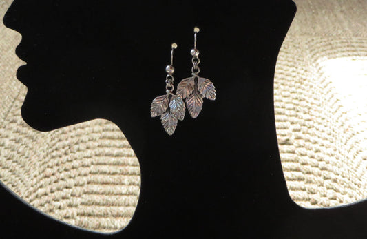 Coca Leaf Kintu Earrings 950 Silver Peru Sacred Valley EJBV2