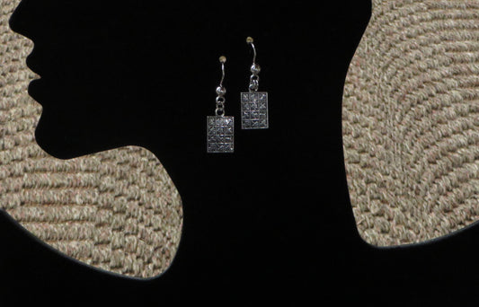 Inca Calendar / Incan Symbols Earrings 950 Silver Peru Sacred Valley EJBV9