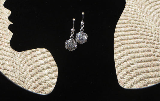 Flower of Life Geometric Earrings 950 Silver Peru Sacred Valley EJVB12
