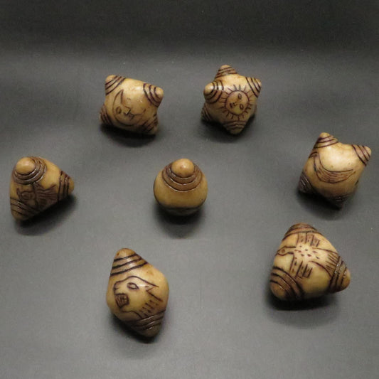 Peruvian Chumpi Khuya Apu Stones Set of 7 Alabaster / Caliza Stone hand crafted Sacred Valley CS2402