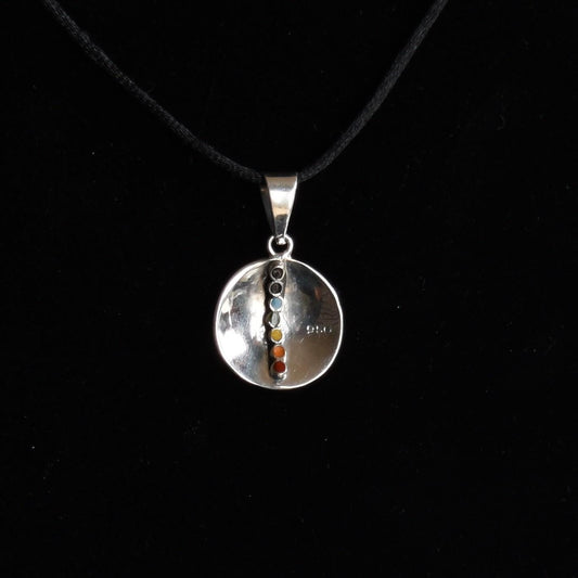 Pachamama Spiral Pendant with Seven Chakra Stones Peru 950 Silver Sacred Valley PJVB17