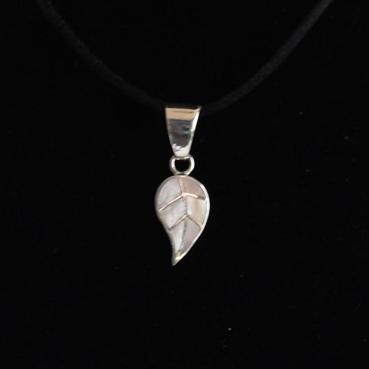 Coca Leaf Pendant with Abalone Inlay Peru 950 Silver Sacred Valley PJVB35