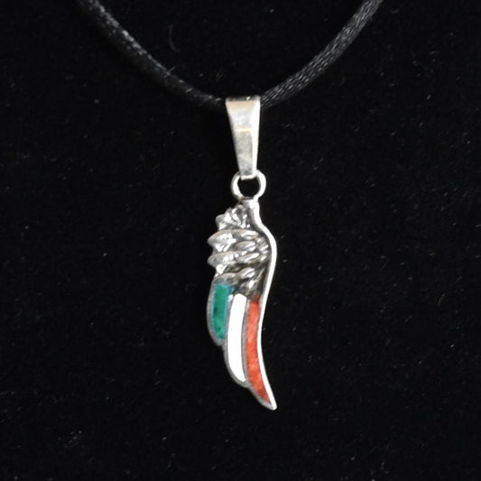 Condor Wing Pendant Peru 950 Silver with Stone Inlay Sacred Valley PJVB38