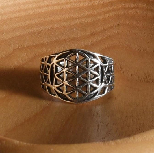 Flower of Life Ring Size 7 Peru 950 Silver Sacred Valley R52515