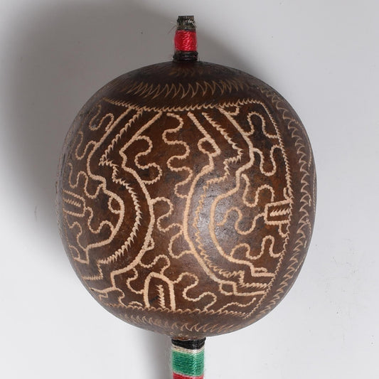 Large Shipibo Ceremonial Rattle with Shipibo Patterns Handcrafted in Amazon Region Peru R52503