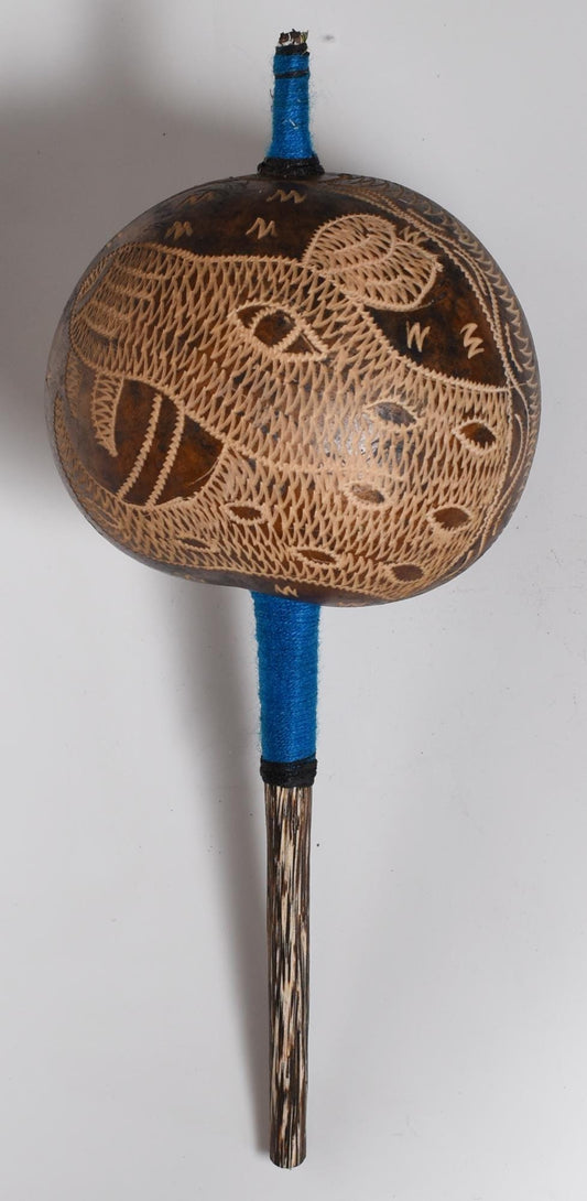 Large Shipibo Ceremonial Rattle Animal Handcrafted in Amazon Region Peru R52505