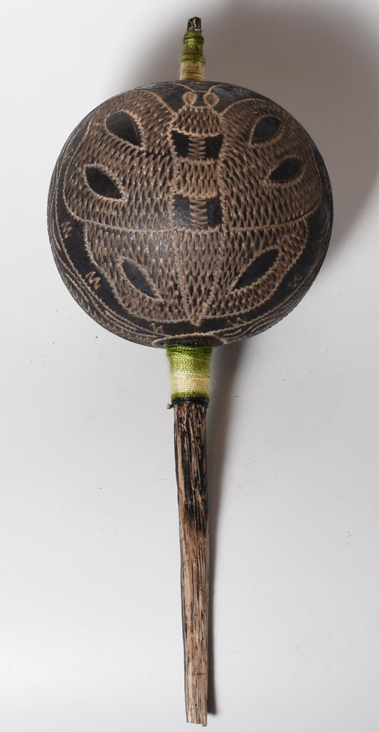 Large Shipibo Ceremonial Rattle Butterfly Handcrafted in Amazon Region Peru R52510