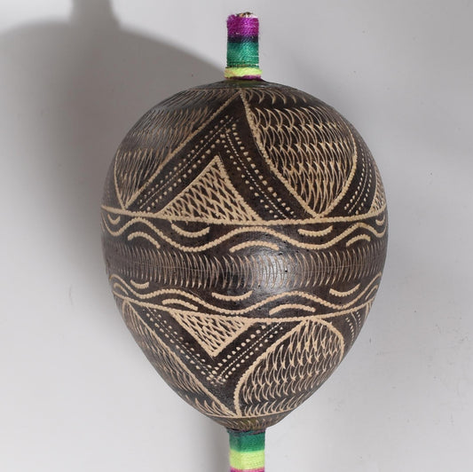 Large Shipibo Ceremonial Rattle with Shipibo Patterns Handcrafted in Amazon Region Peru R52511